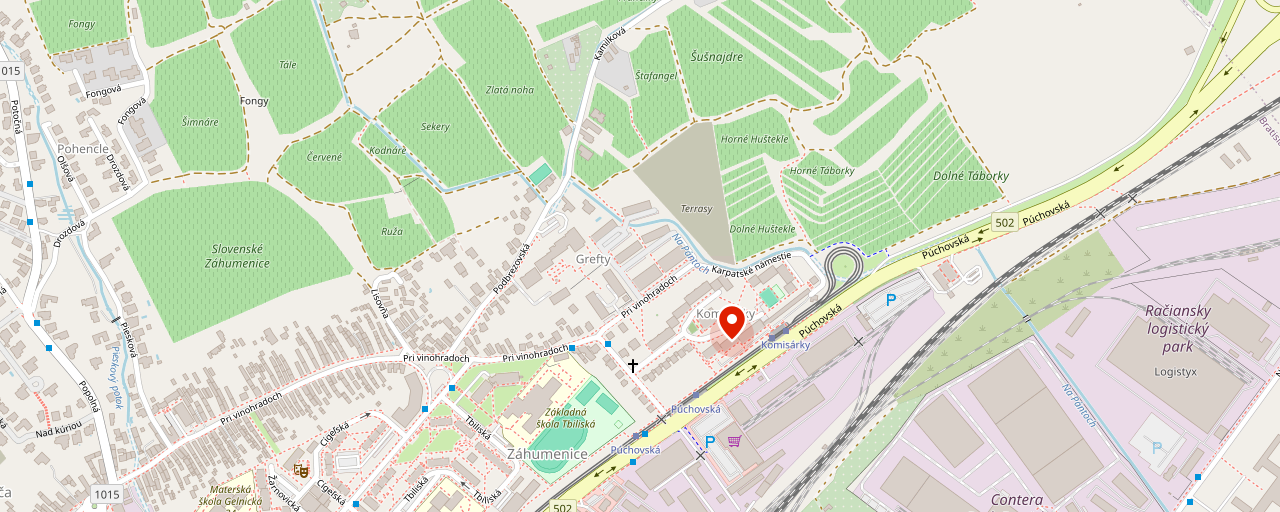 Mapa s vyznačeným sídlom NanoOil & Sapfir s.r.o. na Karpatskom námestí v Bratislave